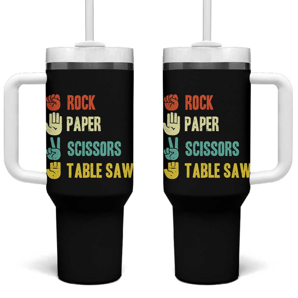 Funny Woodworker Tumbler With Handle Rock Paper Scissors Table Saw - Wonder Print Shop