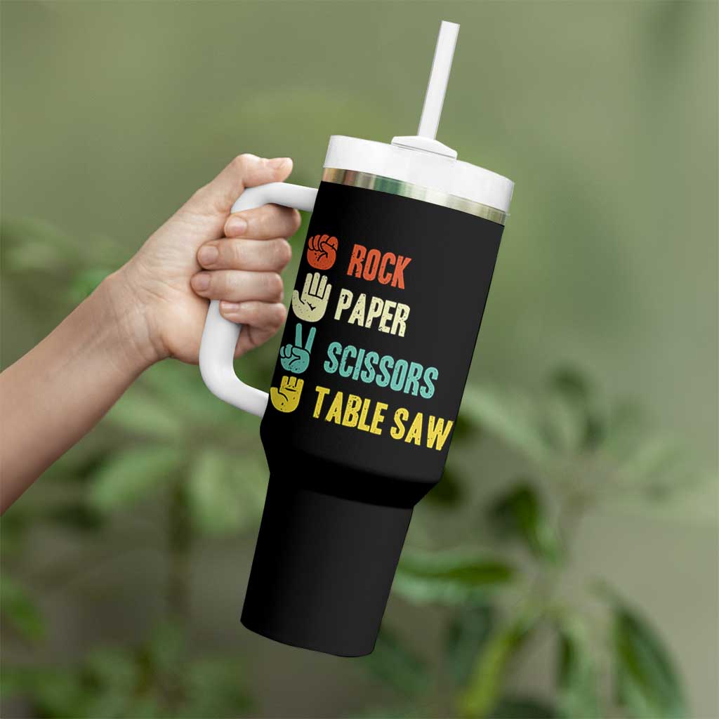 Funny Woodworker Tumbler With Handle Rock Paper Scissors Table Saw - Wonder Print Shop