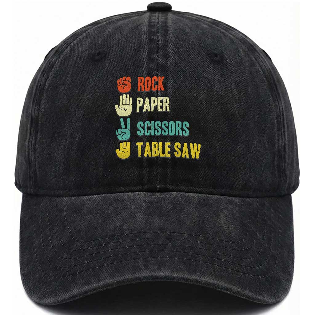 Funny Woodworker Washed Cotton Baseball Cap Rock Paper Scissors Table Saw