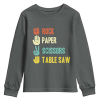 Funny Woodworker Youth Sweatshirt Rock Paper Scissors Table Saw - Wonder Print Shop