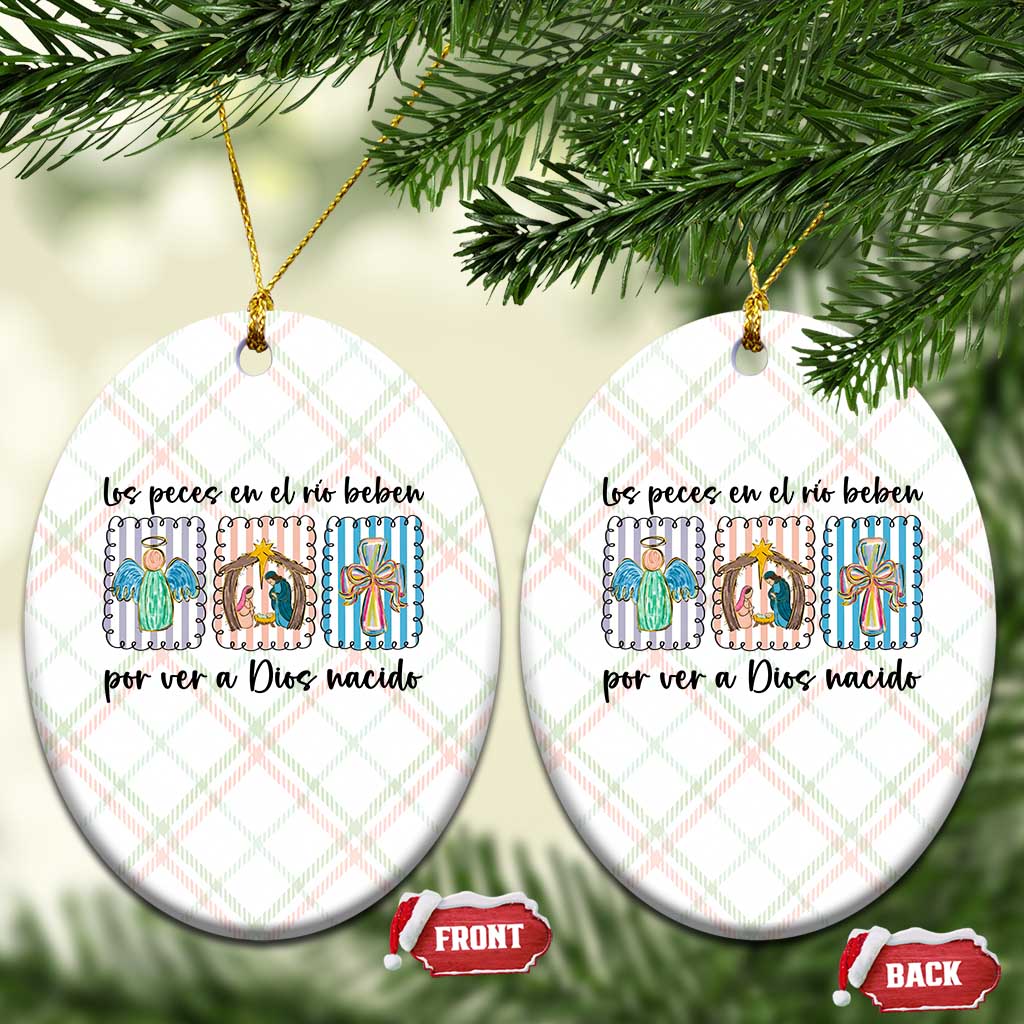 Nativity Scene Christian Christmas Ceramic Ornament Feliz Navidad - Wonder Print Shop