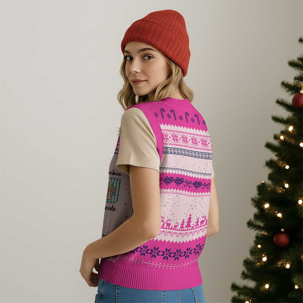 Nativity Scene Christian Xmas V-Neck Knit Sweater Vest Feliz Navidad - Wonder Print Shop