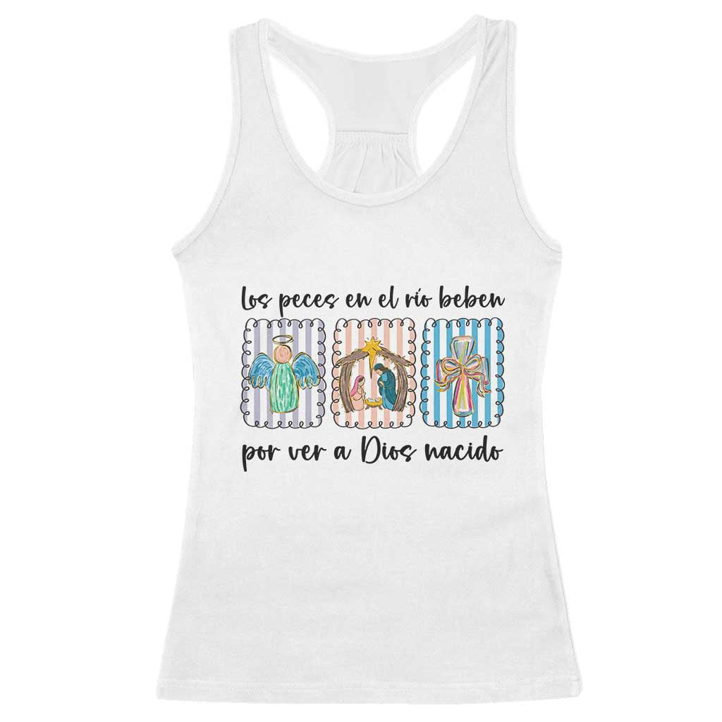 Nativity Scene Christian Christmas Racerback Tank Top Feliz Navidad - Wonder Print Shop