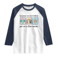 Nativity Scene Christian Christmas Raglan Shirt Feliz Navidad - Wonder Print Shop