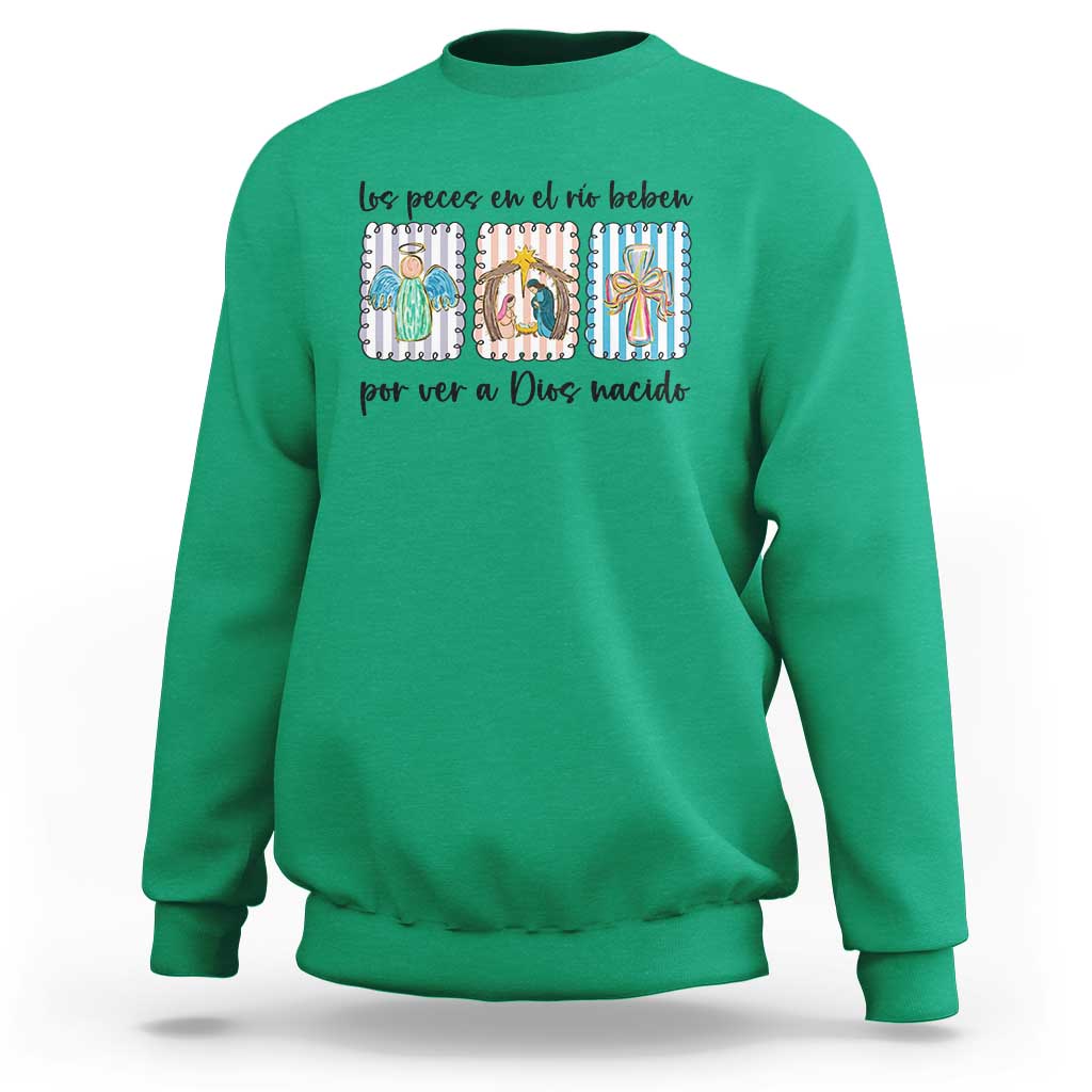 Nativity Scene Christian Christmas Sweatshirt Feliz Navidad - Wonder Print Shop