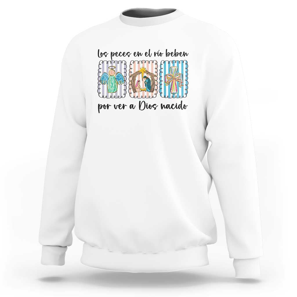 Nativity Scene Christian Christmas Sweatshirt Feliz Navidad - Wonder Print Shop