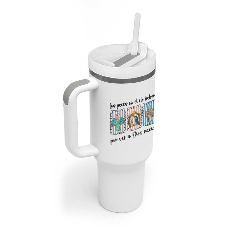 Nativity Scene Christian Christmas Tumbler With Handle Feliz Navidad - Wonder Print Shop