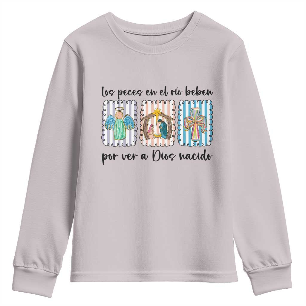 Nativity Scene Christian Christmas Youth Sweatshirt Feliz Navidad - Wonder Print Shop