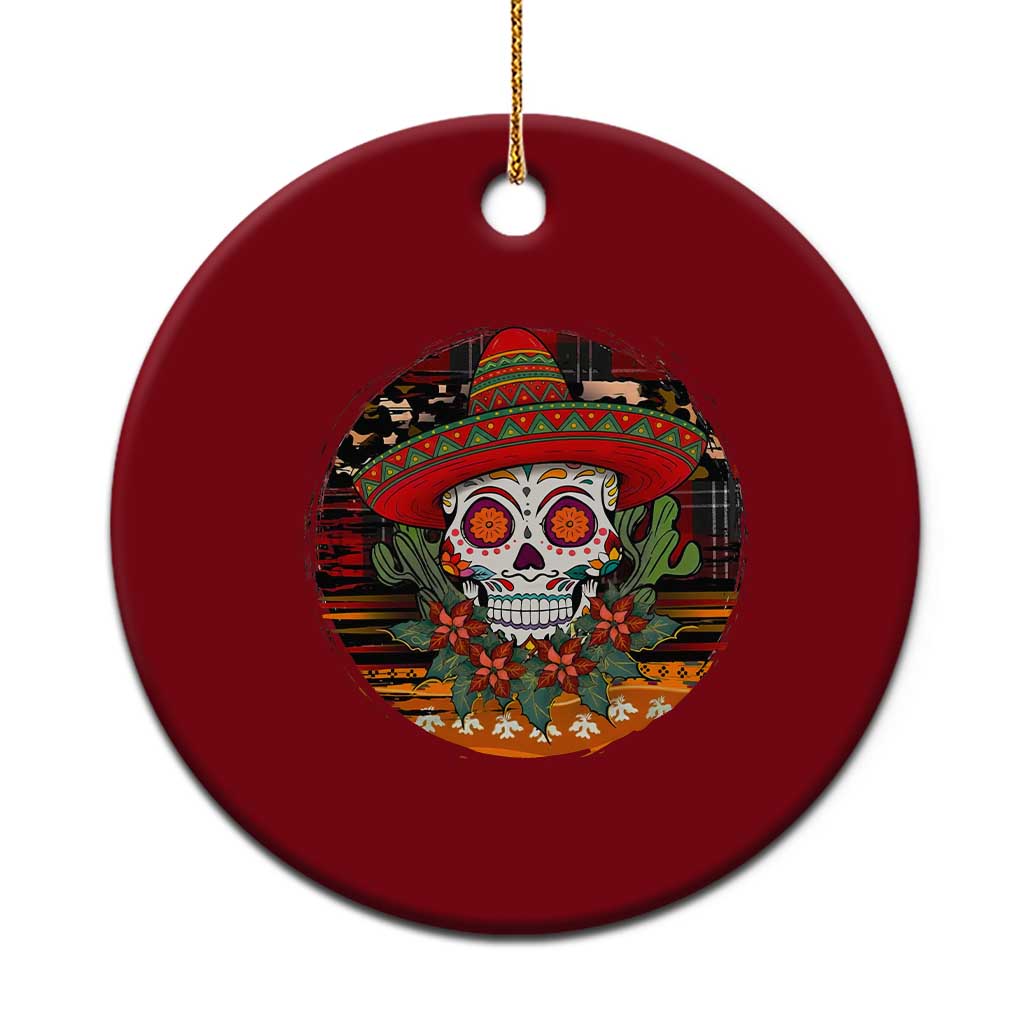 Sugar Skull Mexican Christmas Ceramic Ornament - Wonder Print Shop