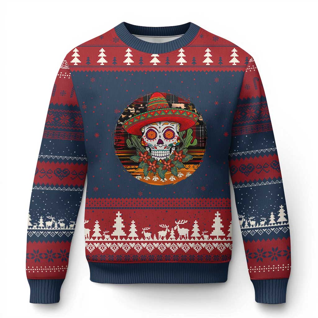 Sugar Skull Mexican Xmas Ugly Christmas Sweater - Wonder Print Shop