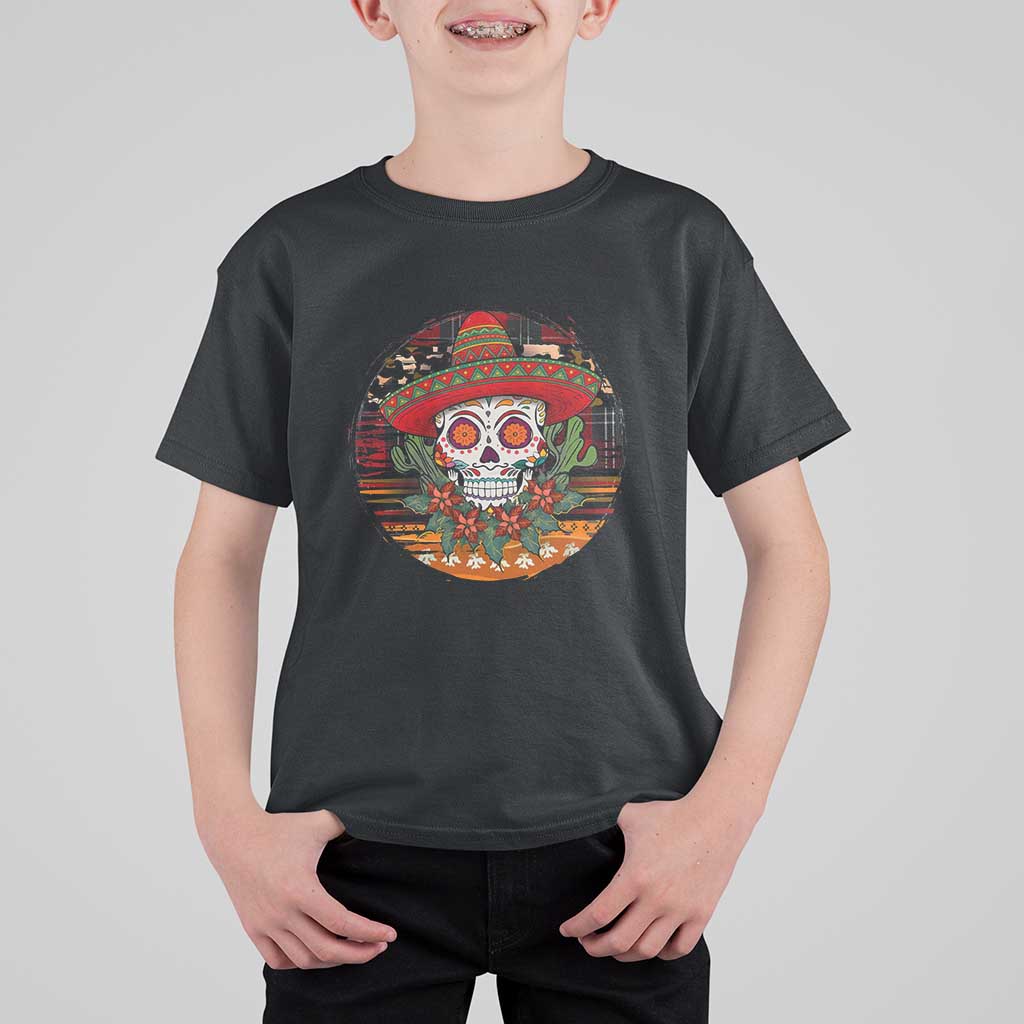 Sugar Skull Mexican Christmas T Shirt For Kid - Wonder Print Shop