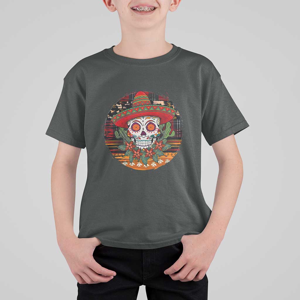 Sugar Skull Mexican Christmas T Shirt For Kid - Wonder Print Shop