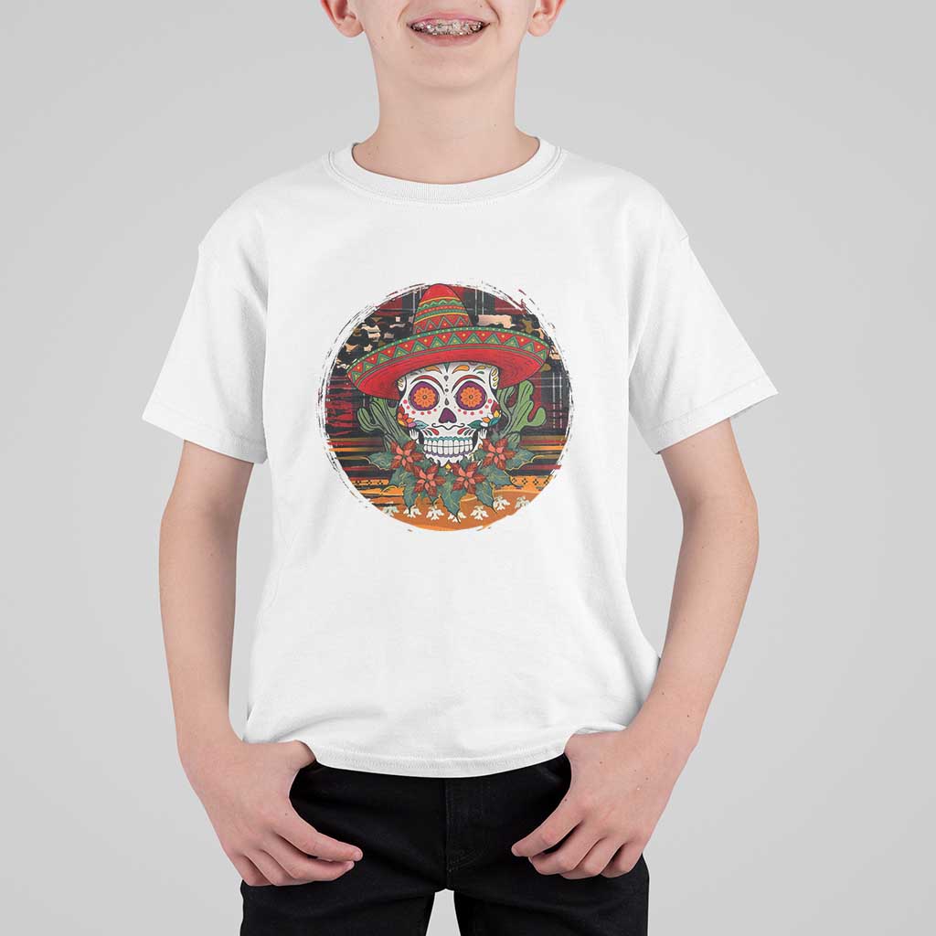 Sugar Skull Mexican Christmas T Shirt For Kid - Wonder Print Shop