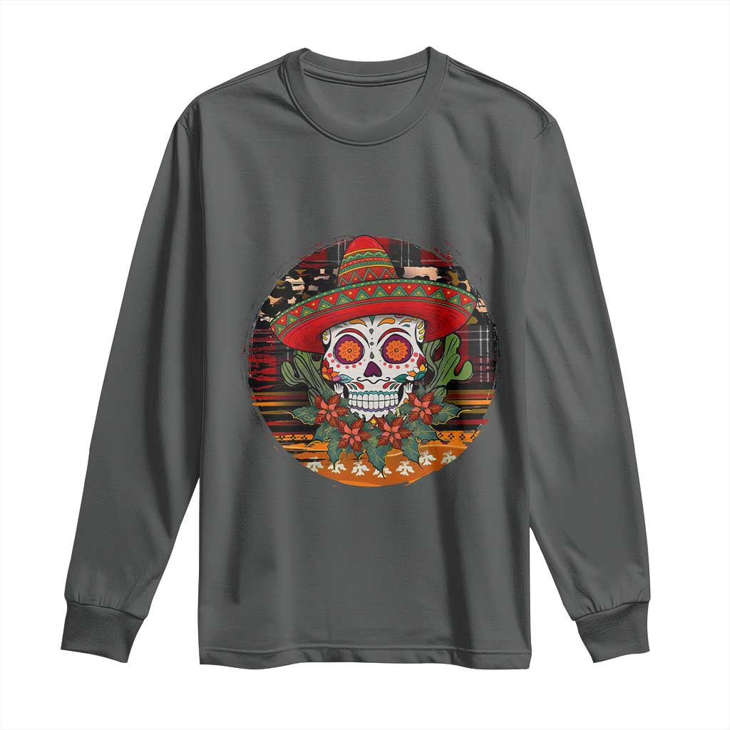 Sugar Skull Mexican Christmas Long Sleeve Shirt - Wonder Print Shop