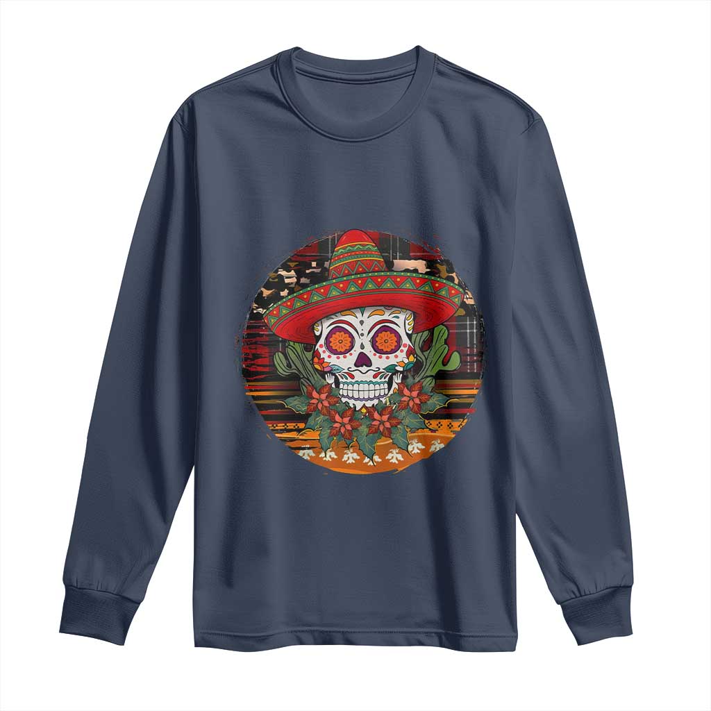 Sugar Skull Mexican Christmas Long Sleeve Shirt - Wonder Print Shop