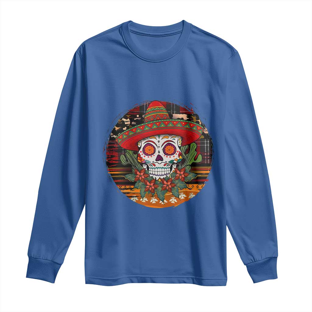 Sugar Skull Mexican Christmas Long Sleeve Shirt - Wonder Print Shop