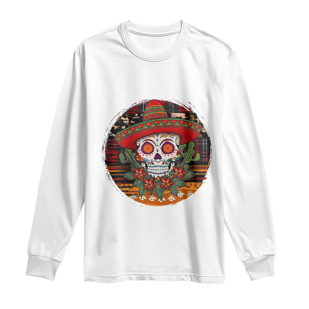 Sugar Skull Mexican Christmas Long Sleeve Shirt - Wonder Print Shop