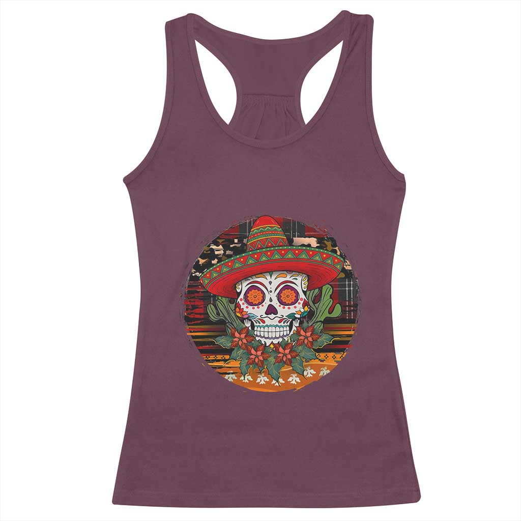 Sugar Skull Mexican Christmas Racerback Tank Top - Wonder Print Shop
