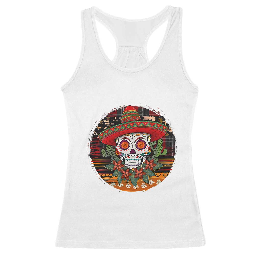 Sugar Skull Mexican Christmas Racerback Tank Top - Wonder Print Shop