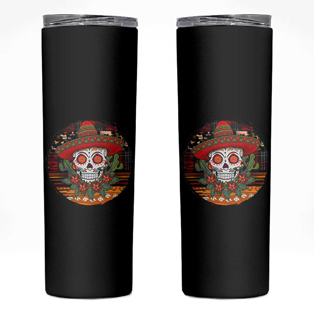 Sugar Skull Mexican Christmas Skinny Tumbler - Wonder Print Shop