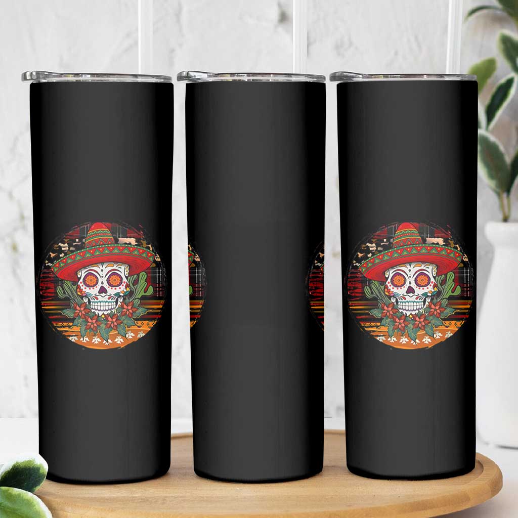 Sugar Skull Mexican Christmas Skinny Tumbler - Wonder Print Shop
