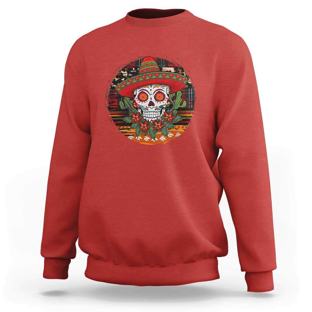 Sugar Skull Mexican Christmas Sweatshirt - Wonder Print Shop
