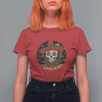 Sugar Skull Mexican Christmas T Shirt For Women - Wonder Print Shop