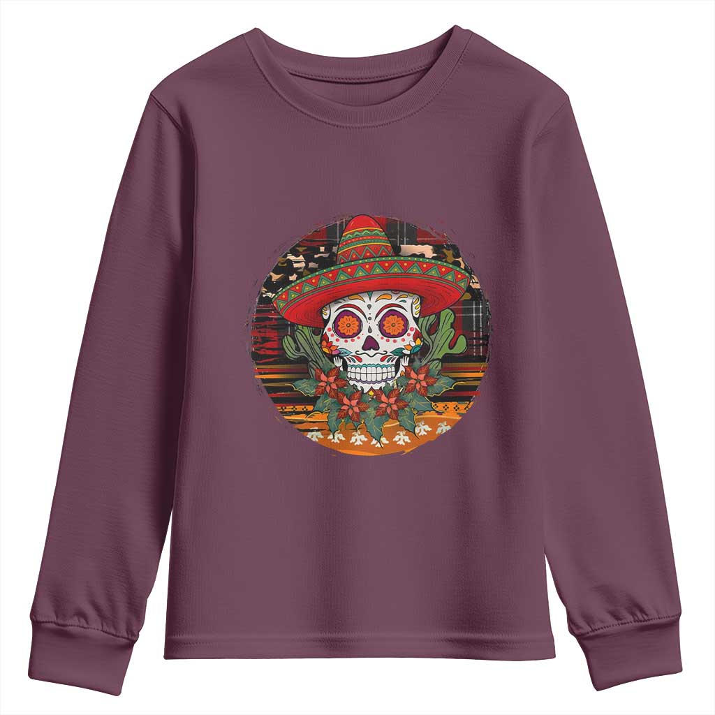 Sugar Skull Mexican Christmas Youth Sweatshirt - Wonder Print Shop