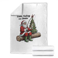 Santa Fishing Chritsmas Throw Blanket Funny Fisherman Xmas - Wonder Print Shop