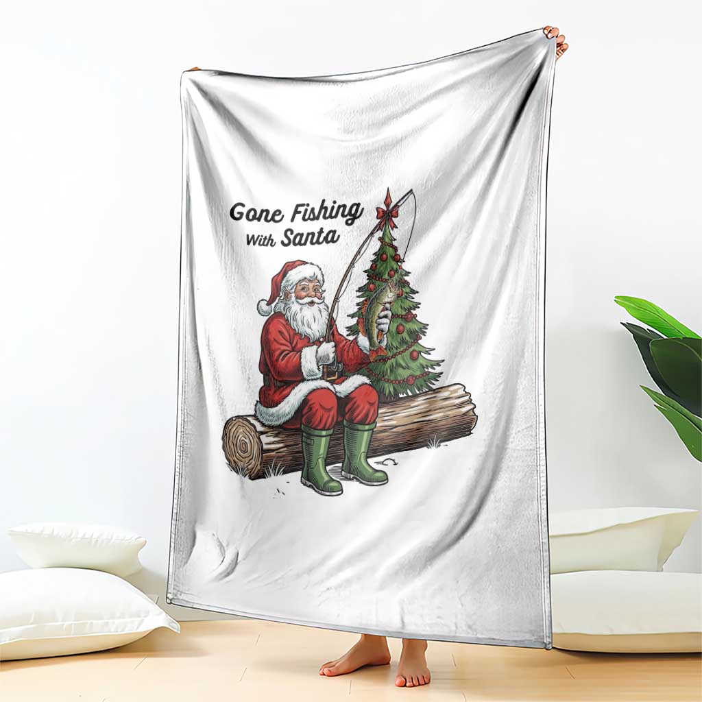 Santa Fishing Chritsmas Throw Blanket Funny Fisherman Xmas - Wonder Print Shop