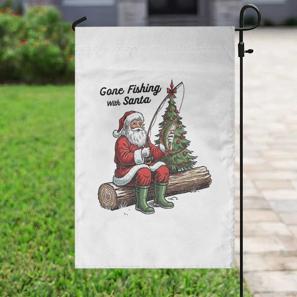Santa Fishing Chritsmas Garden Flag Funny Fisherman Xmas - Wonder Print Shop