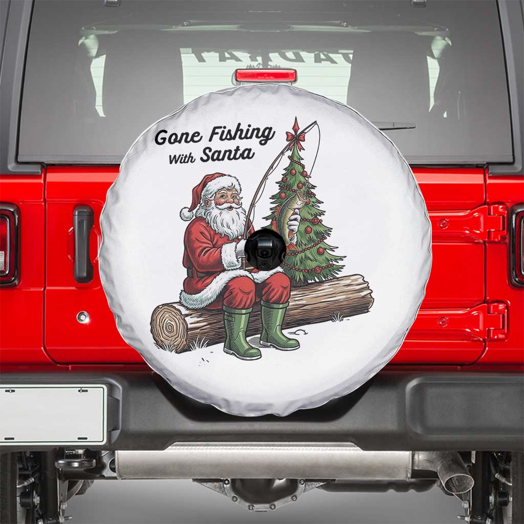 Santa Fishing Chritsmas Spare Tire Cover Funny Fisherman Xmas - Wonder Print Shop