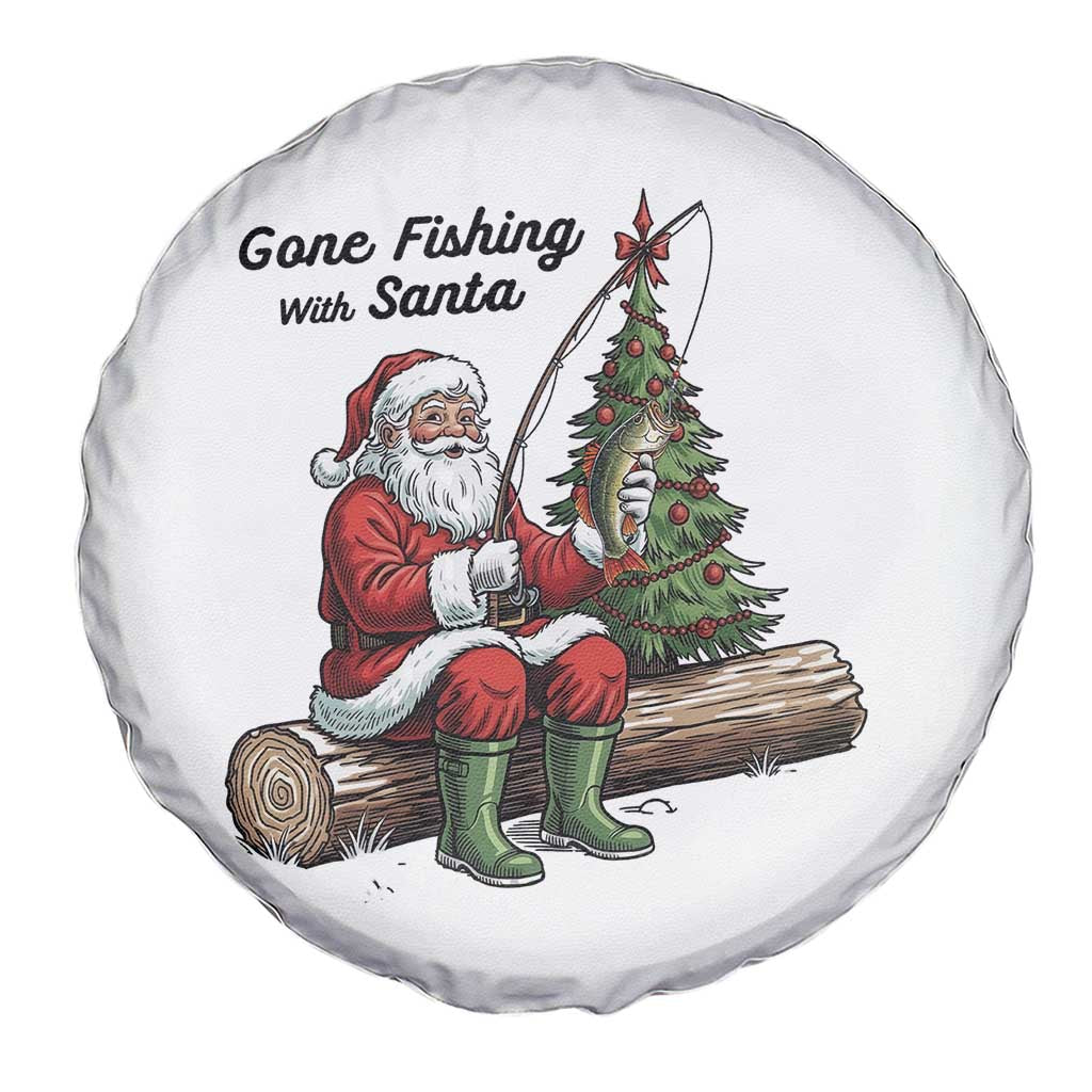 Santa Fishing Chritsmas Spare Tire Cover Funny Fisherman Xmas - Wonder Print Shop