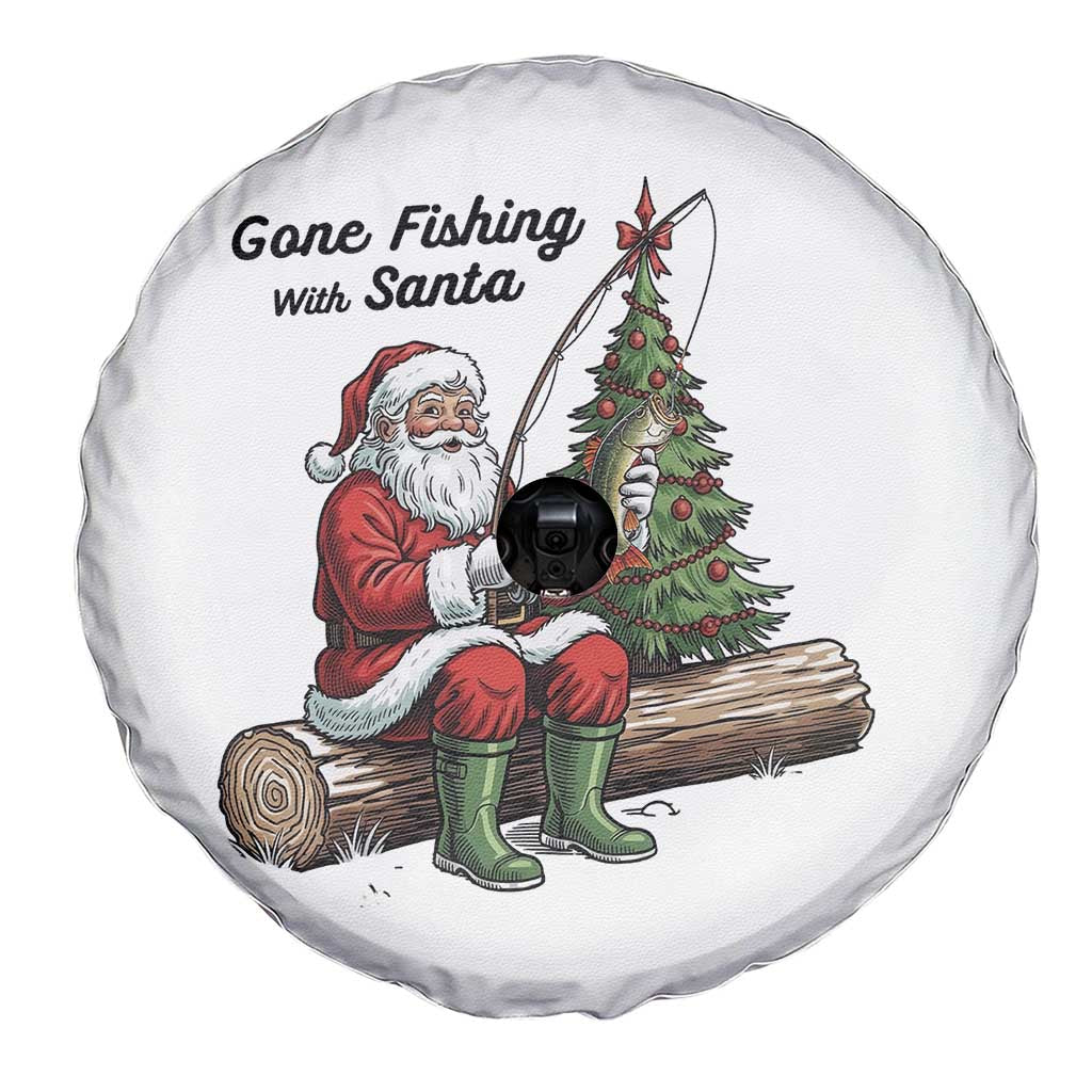 Santa Fishing Chritsmas Spare Tire Cover Funny Fisherman Xmas - Wonder Print Shop