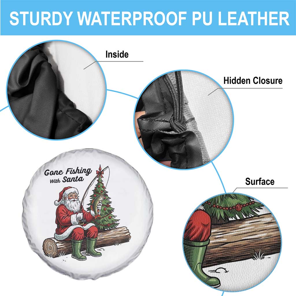 Santa Fishing Chritsmas Spare Tire Cover Funny Fisherman Xmas - Wonder Print Shop