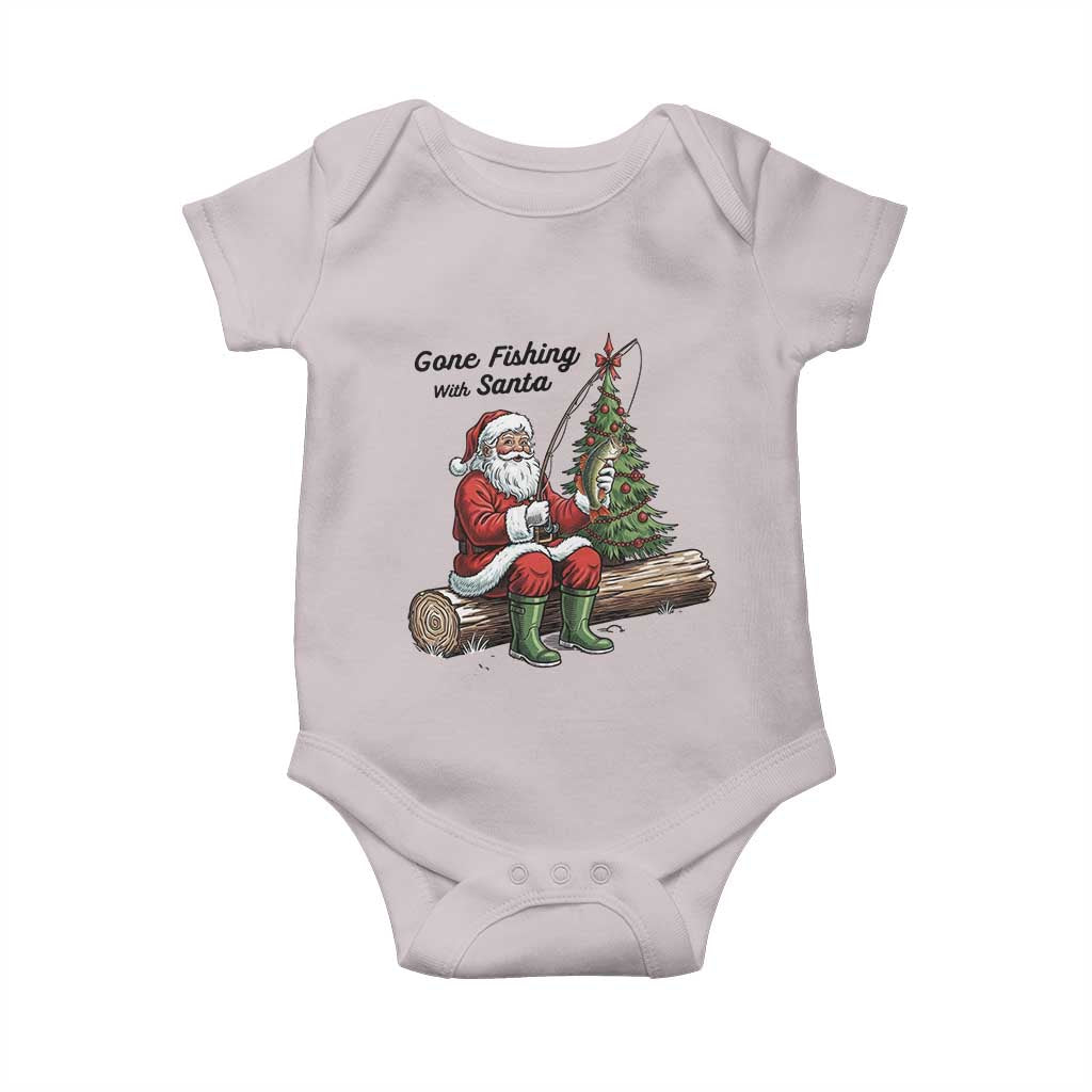 Santa Fishing Chritsmas Baby Onesie Funny Fisherman Xmas - undefined