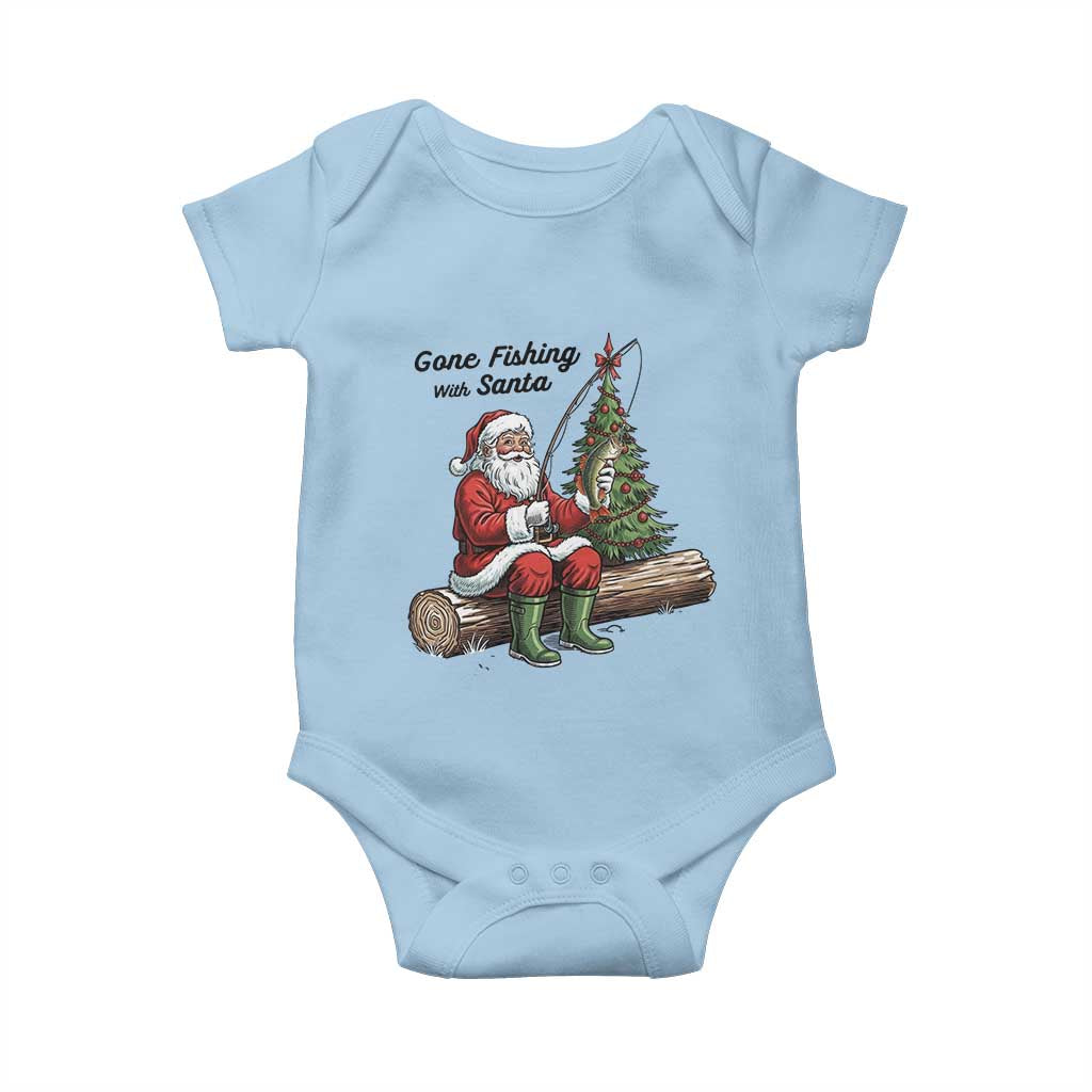 Santa Fishing Chritsmas Baby Onesie Funny Fisherman Xmas - undefined