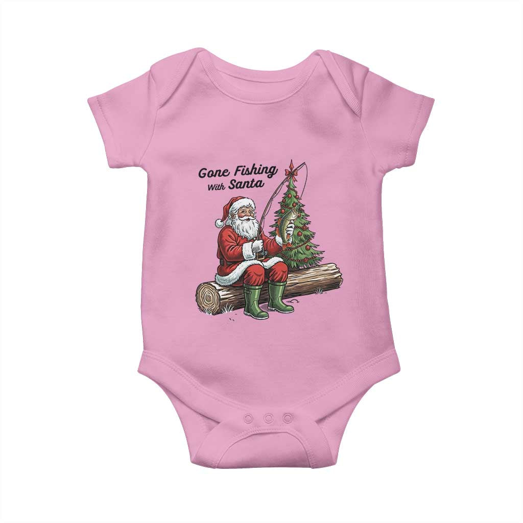 Santa Fishing Chritsmas Baby Onesie Funny Fisherman Xmas - undefined