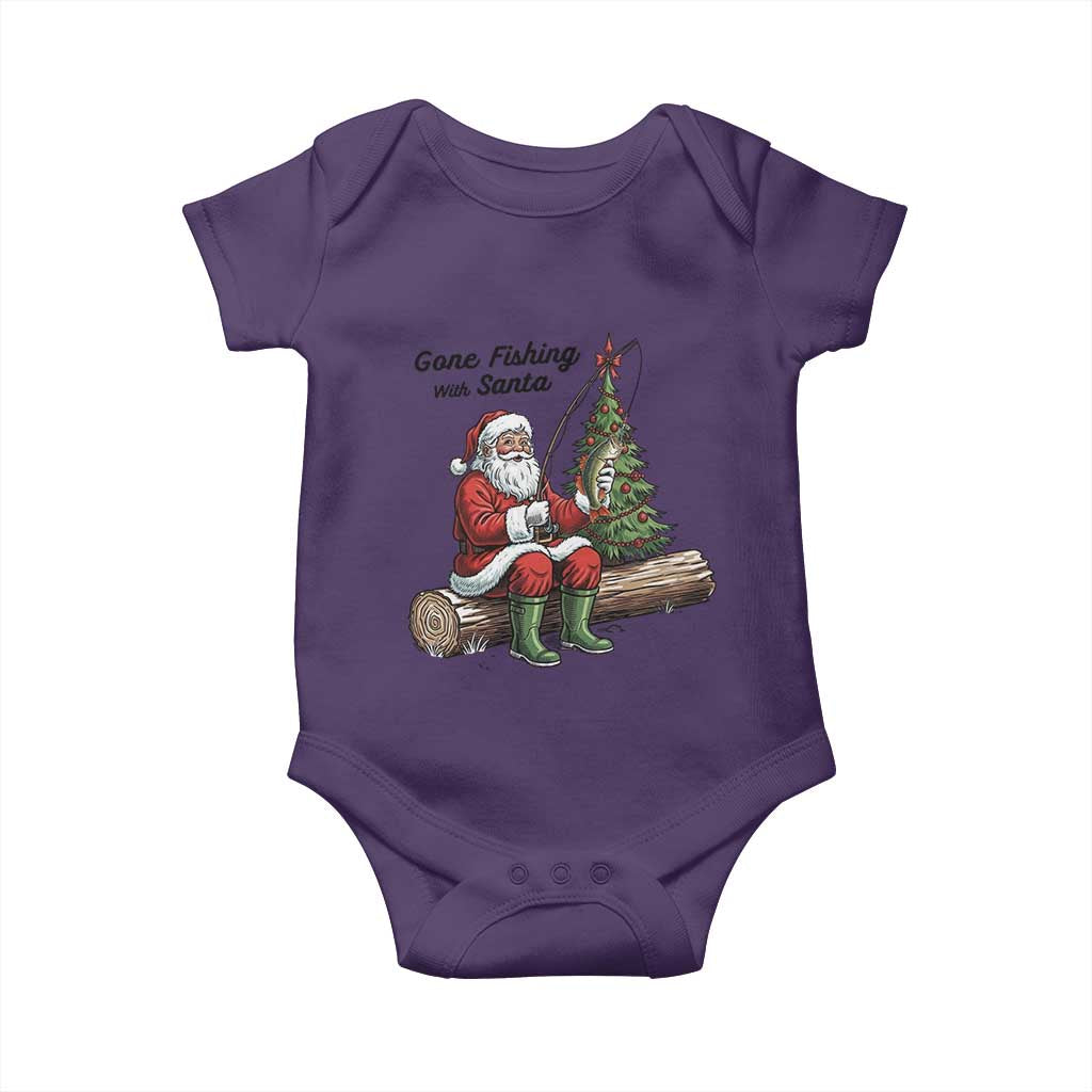 Santa Fishing Chritsmas Baby Onesie Funny Fisherman Xmas - undefined
