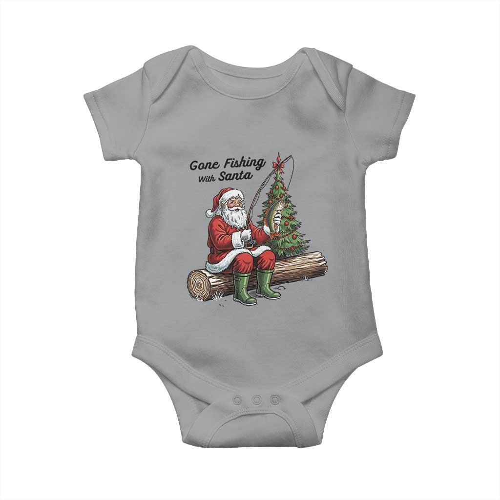 Santa Fishing Chritsmas Baby Onesie Funny Fisherman Xmas - undefined