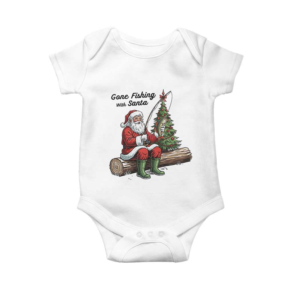 Santa Fishing Chritsmas Baby Onesie Funny Fisherman Xmas - undefined
