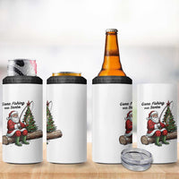 Santa Fishing Chritsmas 4 in 1 Can Cooler Tumbler Funny Fisherman Xmas - Wonder Print Shop