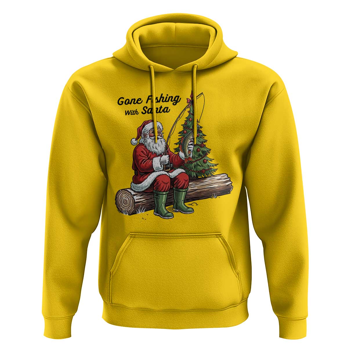 Santa Fishing Chritsmas Hoodie Funny Fisherman Xmas - Wonder Print Shop