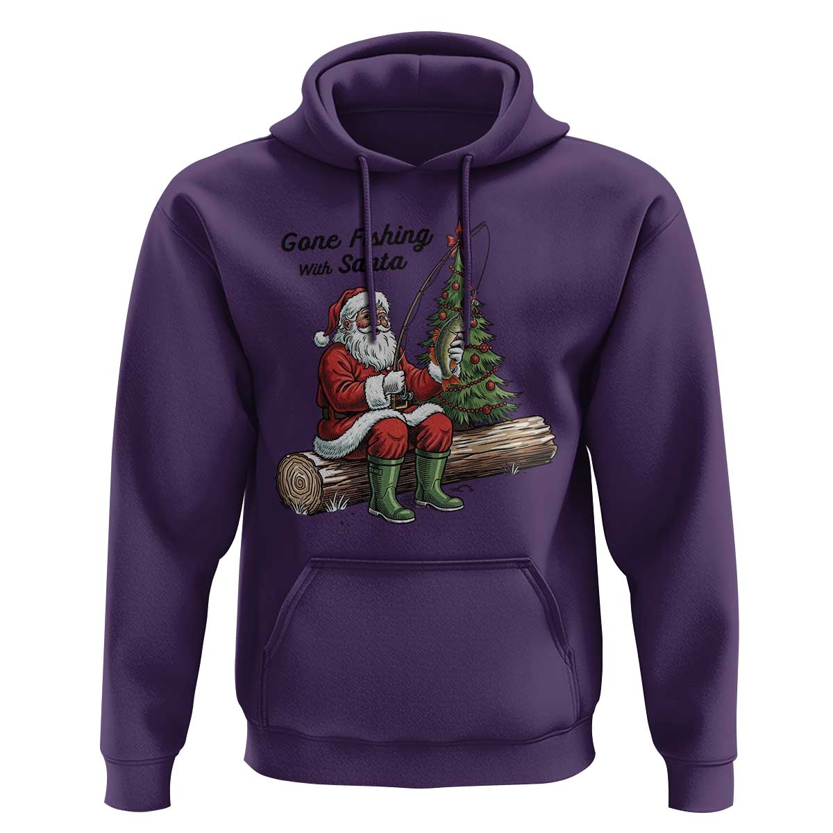 Santa Fishing Chritsmas Hoodie Funny Fisherman Xmas - Wonder Print Shop