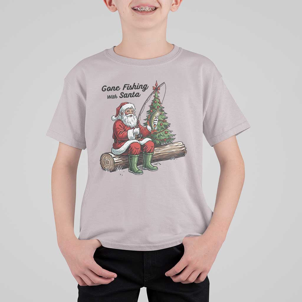 Santa Fishing Chritsmas T Shirt For Kid Funny Fisherman Xmas - Wonder Print Shop