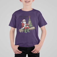 Santa Fishing Chritsmas T Shirt For Kid Funny Fisherman Xmas - Wonder Print Shop