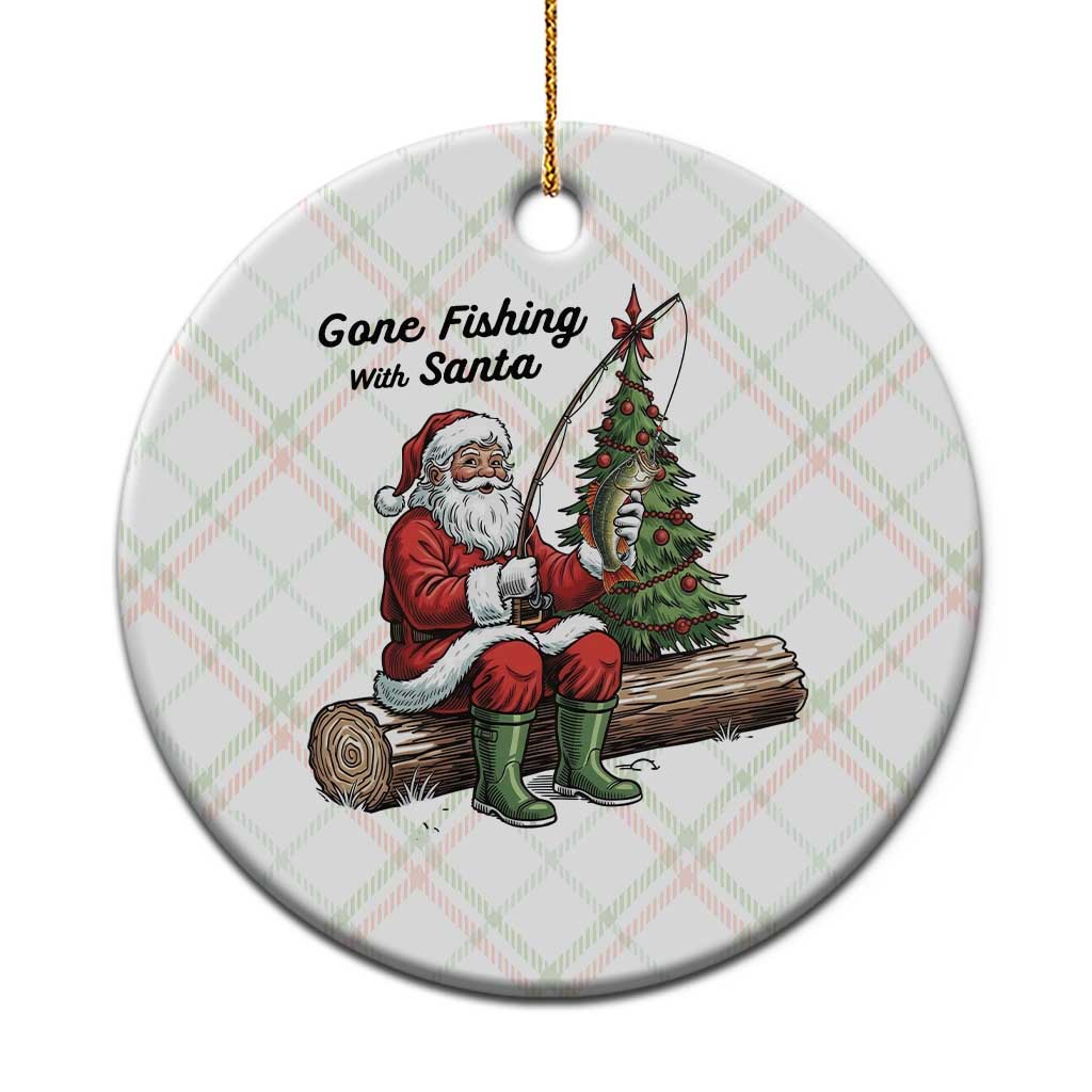 Santa Fishing Chritsmas Ceramic Ornament Funny Fisherman Xmas - Wonder Print Shop