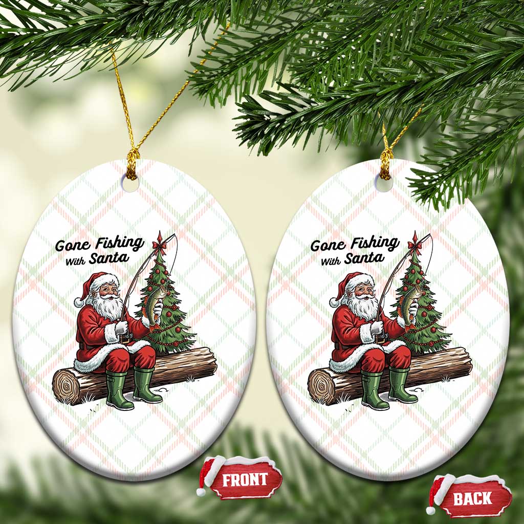 Santa Fishing Chritsmas Ceramic Ornament Funny Fisherman Xmas - Wonder Print Shop