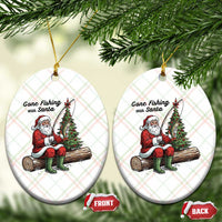 Santa Fishing Chritsmas Ceramic Ornament Funny Fisherman Xmas - Wonder Print Shop