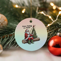 Santa Fishing Chritsmas Ceramic Ornament Funny Fisherman Xmas - Wonder Print Shop